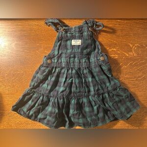 OshKosh B'gosh Green Blue Plaid Kids Overall Dress~Girl Size 4T